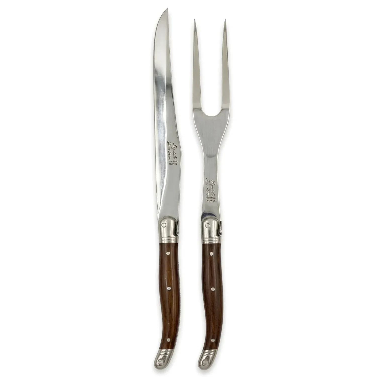 Kit Churrasco Garfo e Faca em Inox Marrom 2 Peças Laguiole — imagem 1