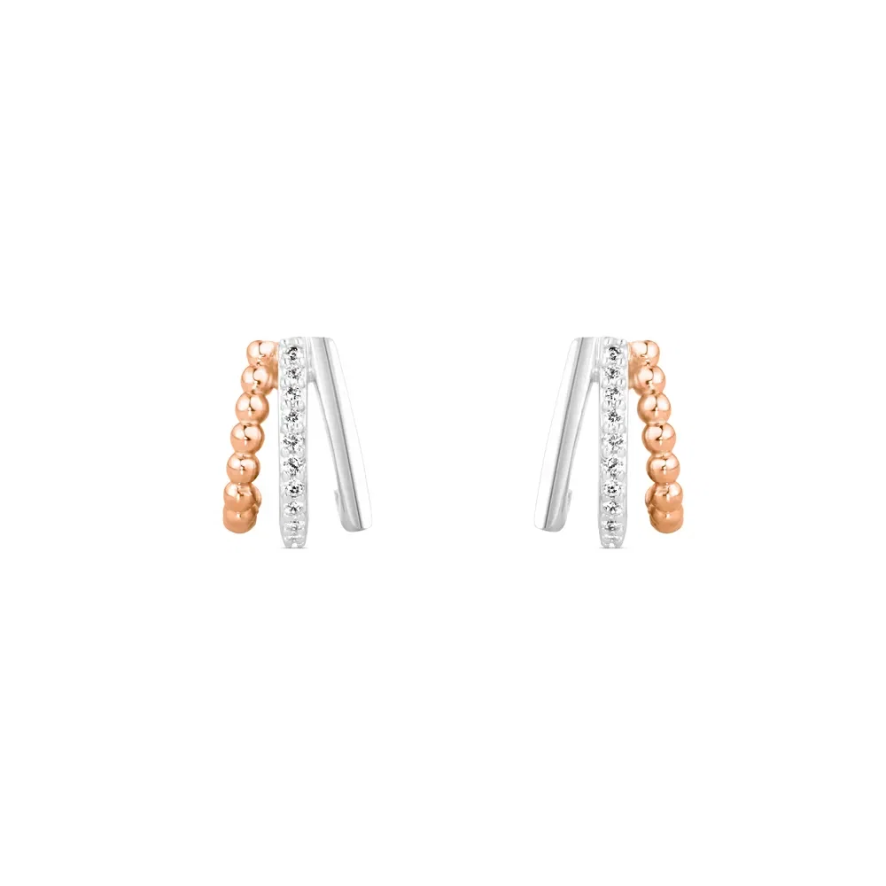 Argola Life Maxi em Liga Rosé com Banho de Ouro Rosé 18k e Pedras Incolores, 12,4mm