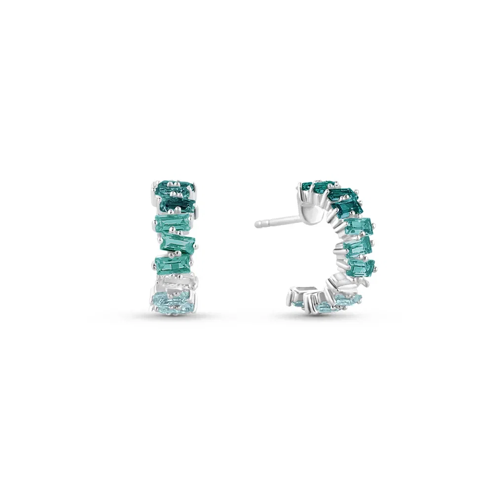 Argola Life Aurora em Prata 925 com Pedras Verdes, 15,5mm — imagem 1