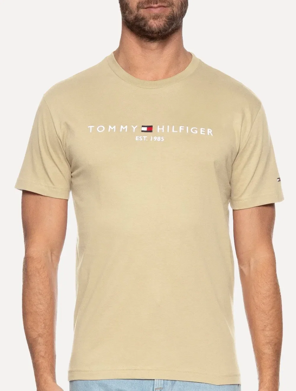 Camiseta Tommy Hilfiger Masculina Light Core Logo Tee Cáqui Médio — imagem 1