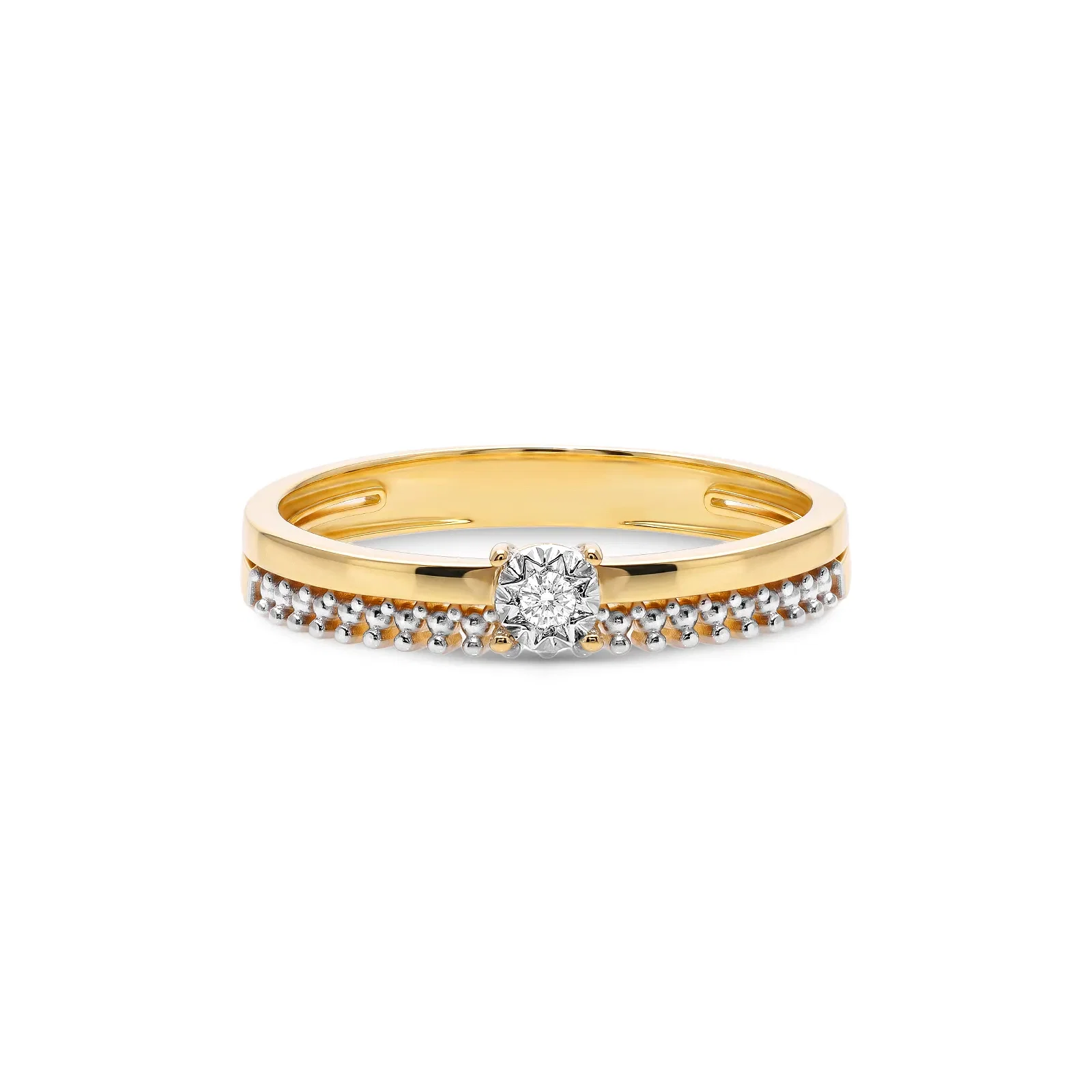 Anel Solitário Illusion em Ouro Amarelo 18k com 0,020ct de Diamante — imagem 1