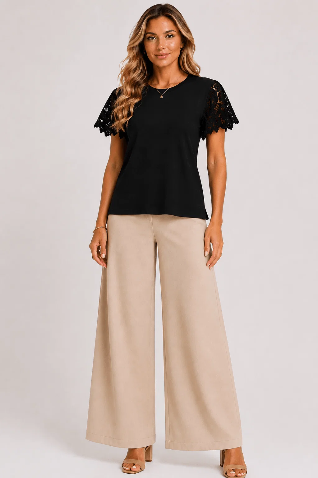 Blusa Manga Curta Renda Guipir - Preto