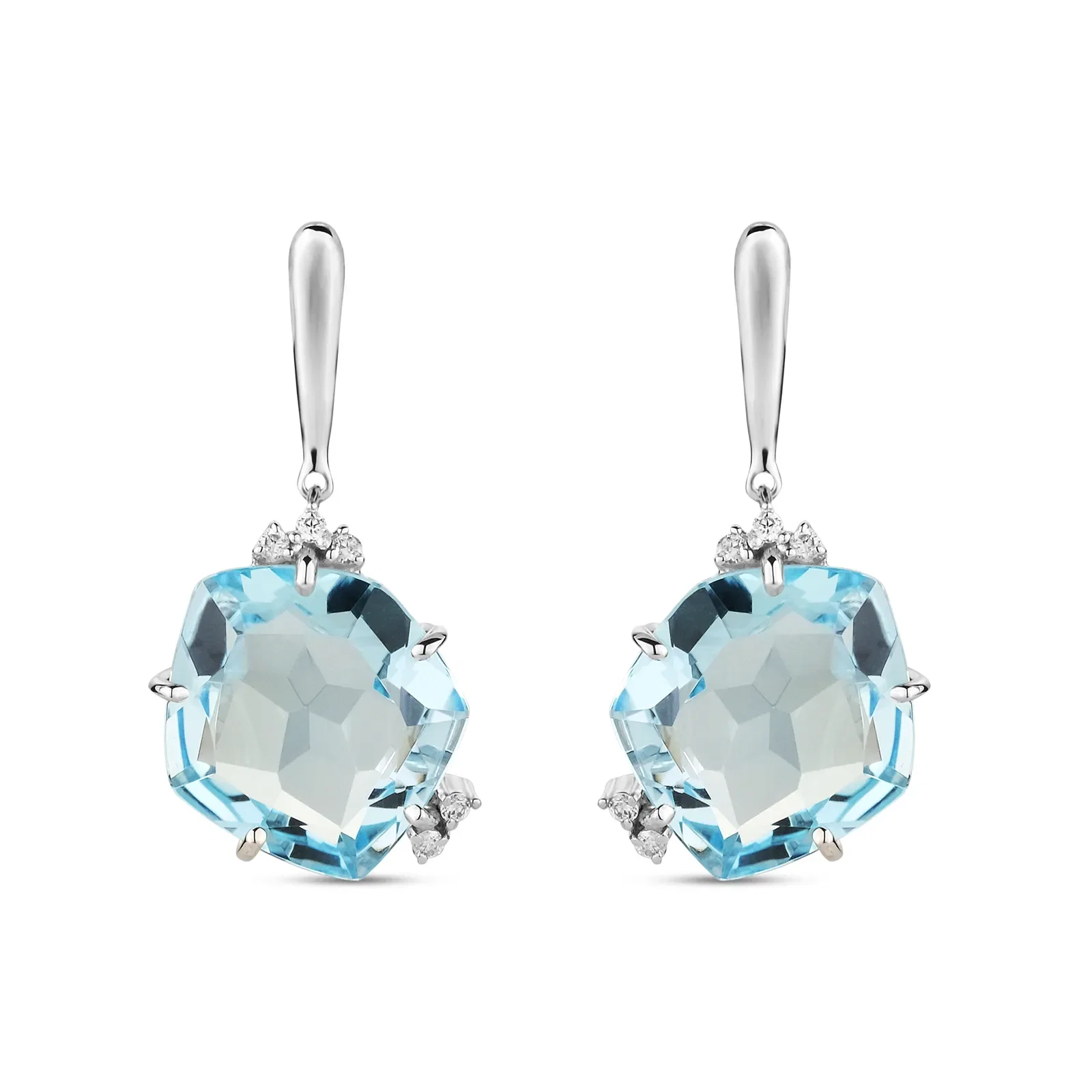 Brinco Chagall Colors em Ouro Branco 18k com Topázio Sky e Diamantes