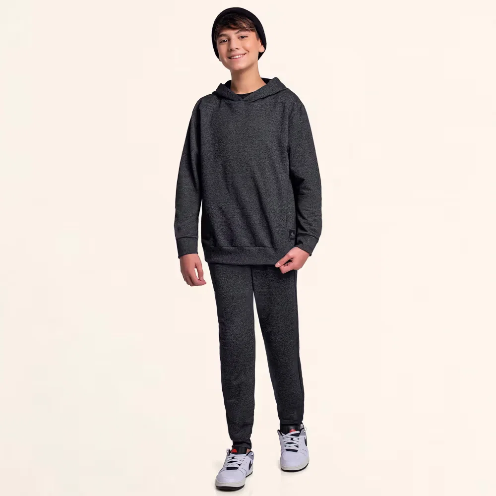 Conjunto blusão com capuz e calça em moletom molinê street