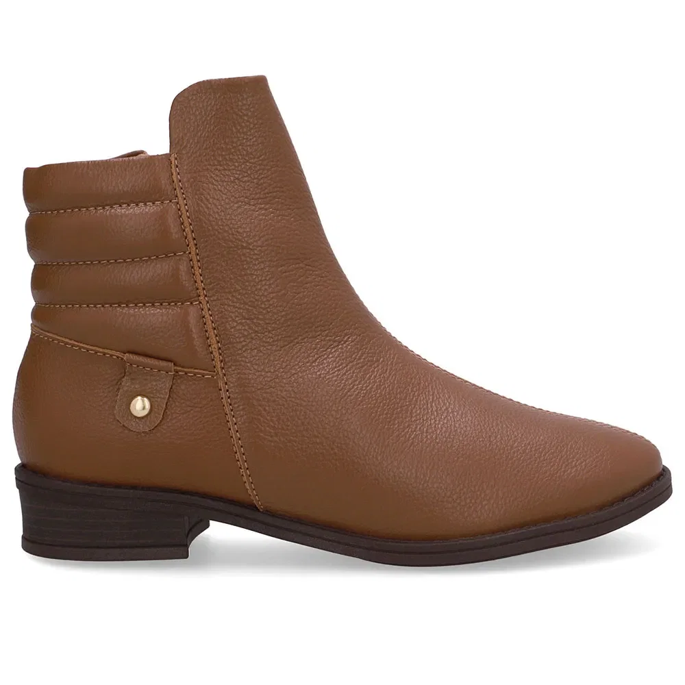 Bota Salto Bloco Marrom Couro Costura — imagem 1