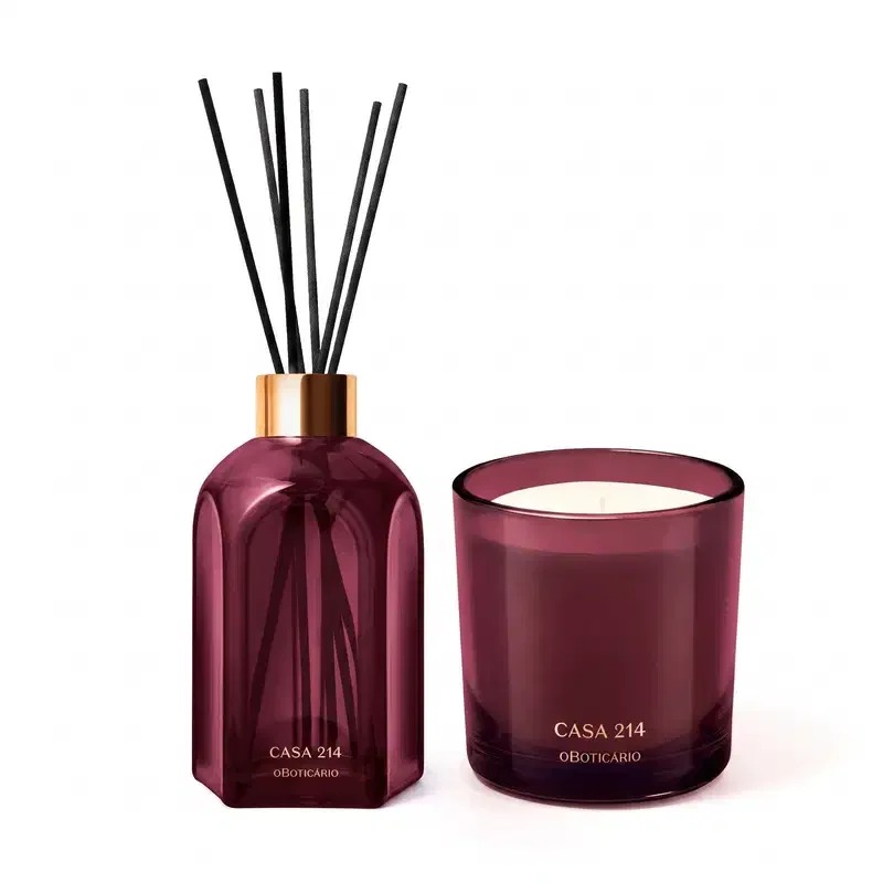 Combo Casa 214 Figo Magnífico: Difusor De Ambiente Com Varetas 250ml + Vela Perfumada 170g