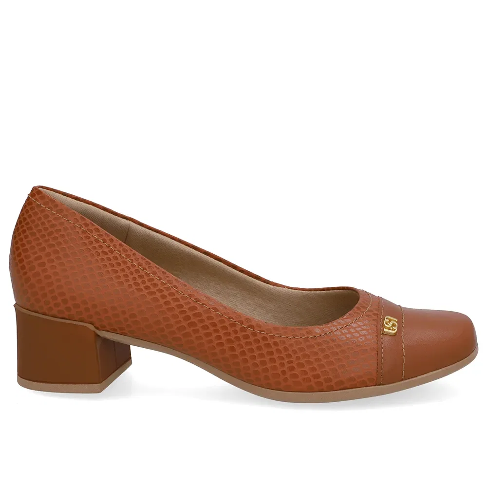Scarpin Couro Marrom Bico Quadrado — imagem 1