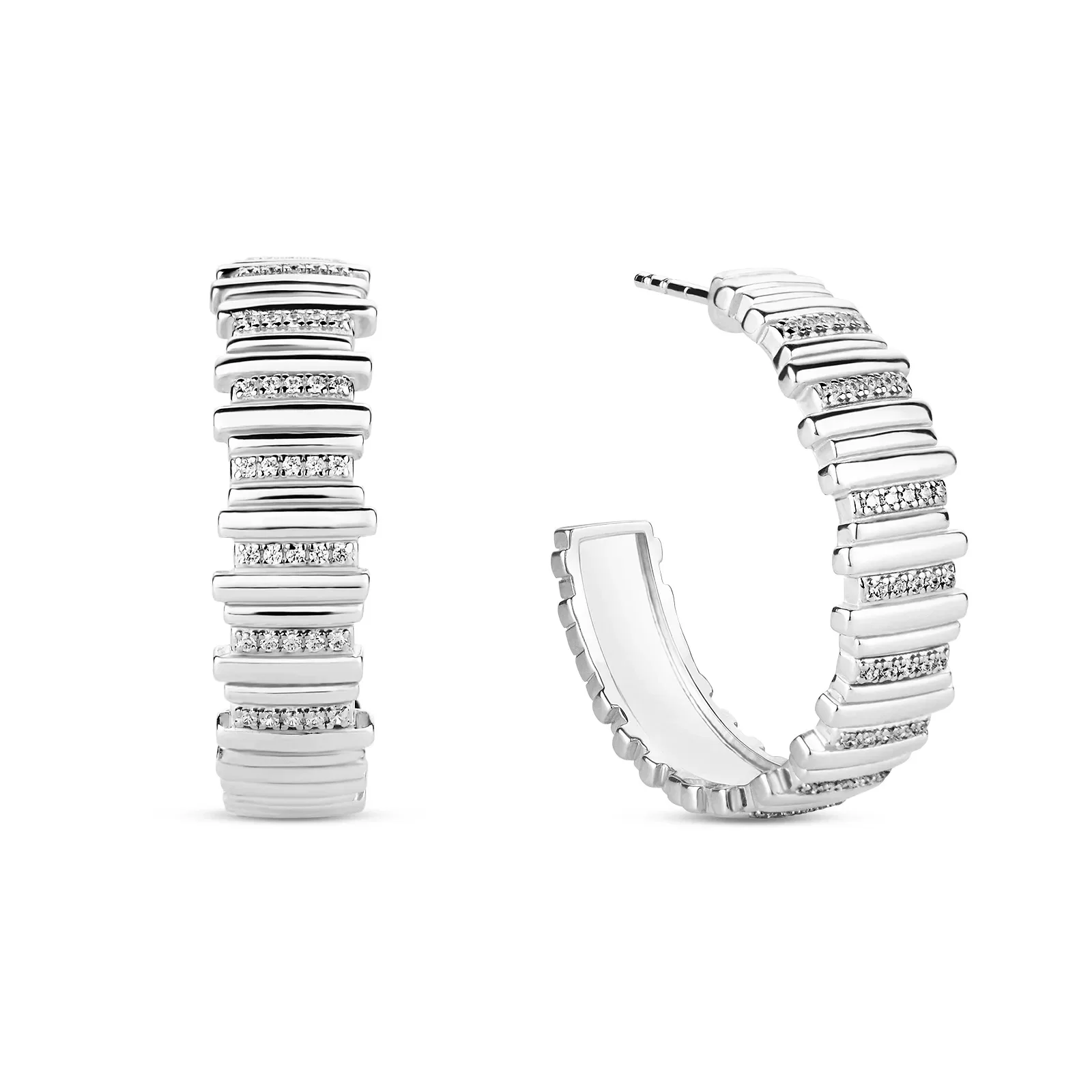 Argola Life Dunas em Prata 925 e Pedras Incolores, 30,5mm — imagem 1