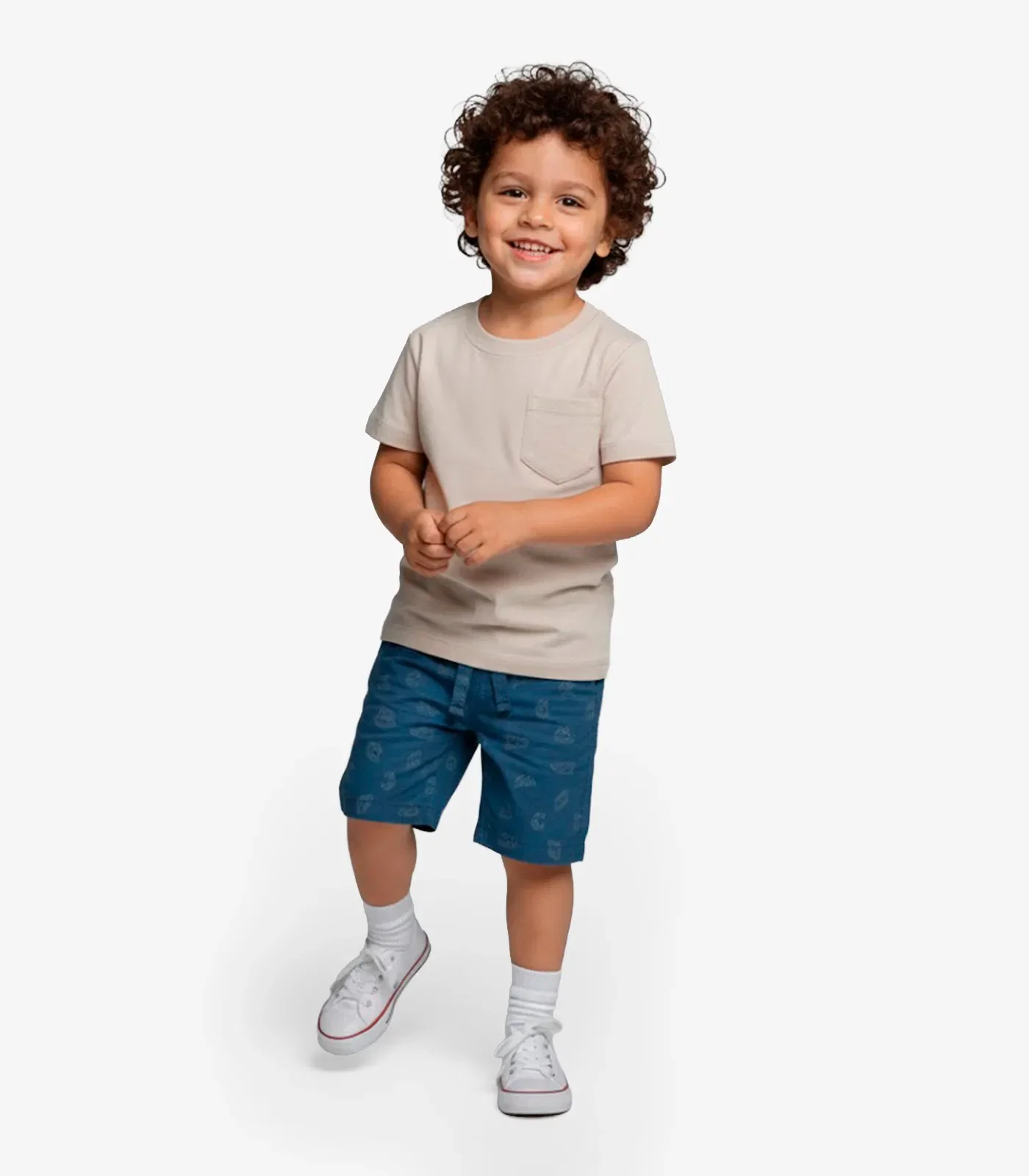 Conjunto Infantil Camiseta Com Bermuda Select Bege