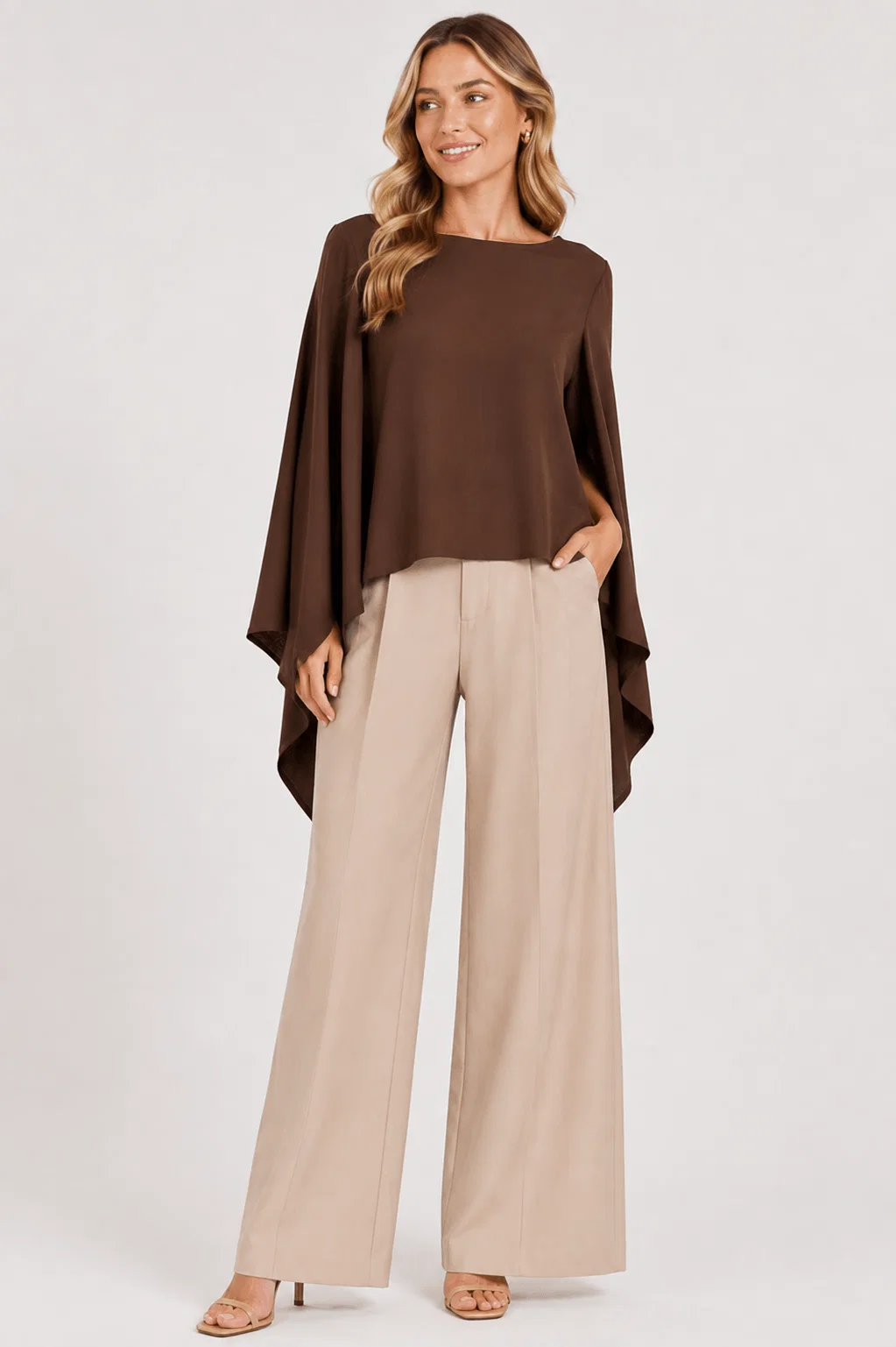 Blusa Ampla Manga Morcego - Marrom