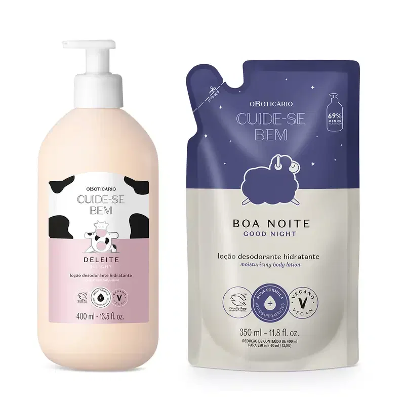 Combo Cuide-se bem: Loção Corporal Deleite 400ml + Refil Boa Noite 350ml