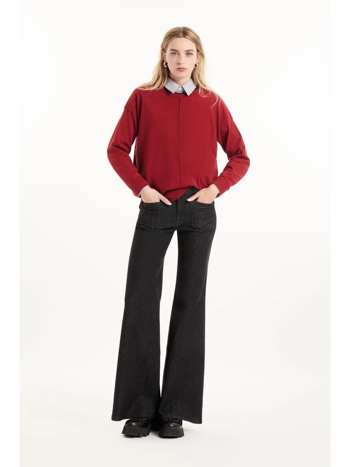 Tricot Techno Piping Sweater Vermelho