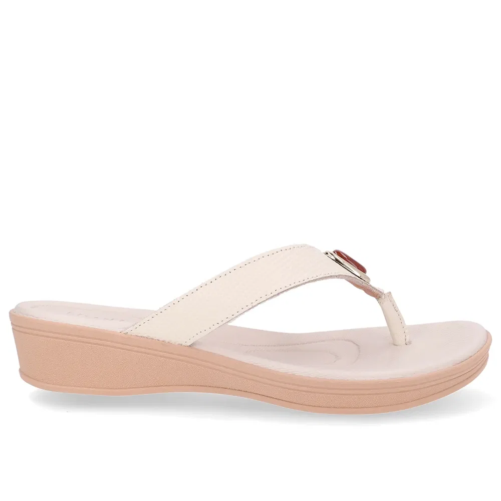 Chinelo Branco Marfim Couro Básico