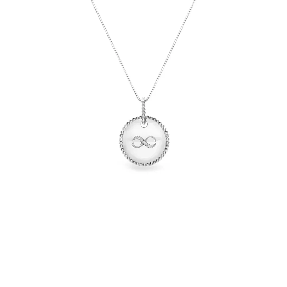 Pingente Medalha Infinito em Ouro Branco 18k com Diamantes, 20mm — imagem 1