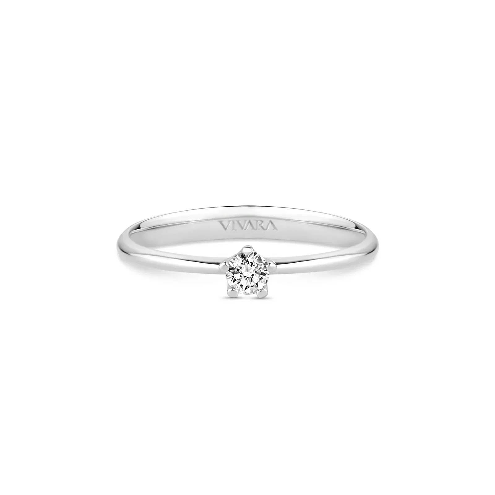Anel Solitário Cielo em Ouro Branco 18k com 0,10ct de Diamante de Laboratório