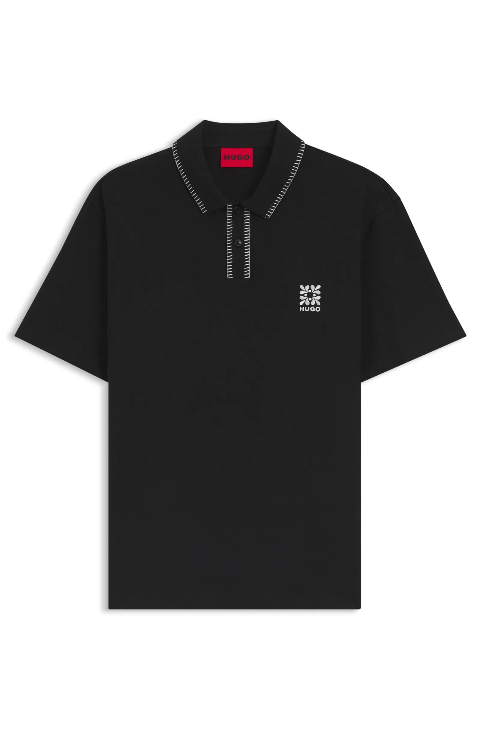 Polo De Costura Trançada Com Arte De Logo
