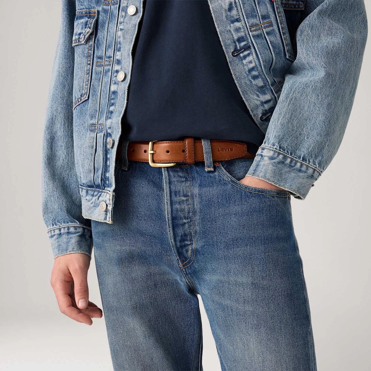 Cinto Levi's® Finn Feather Edge Marrom Claro