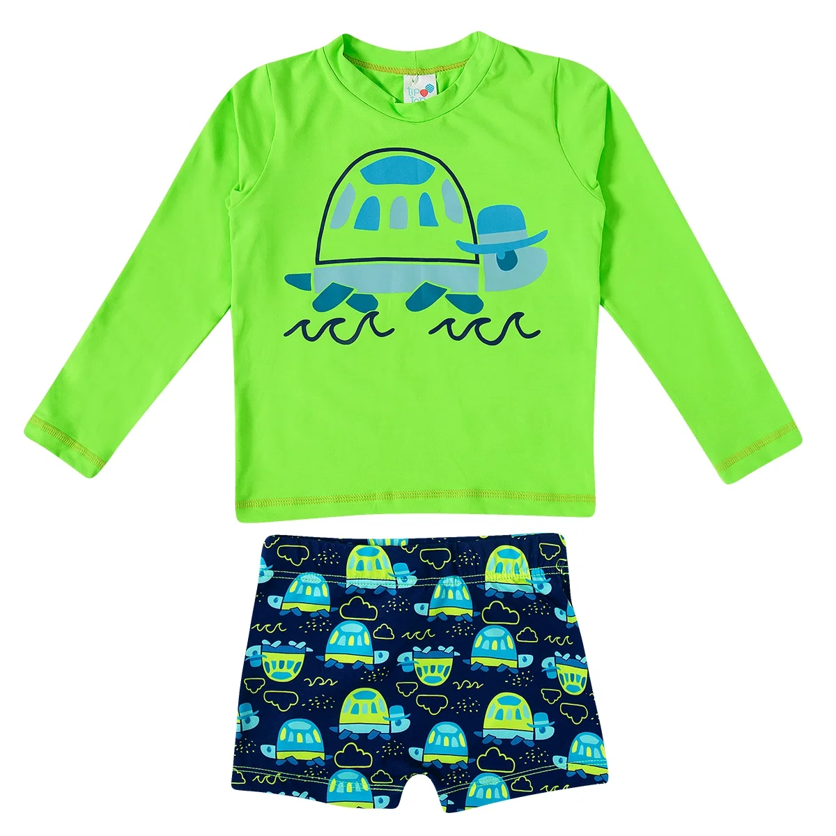 Conjunto Praia Kids Tartaruga Lycra Proteção Uv 50+ Tip Top