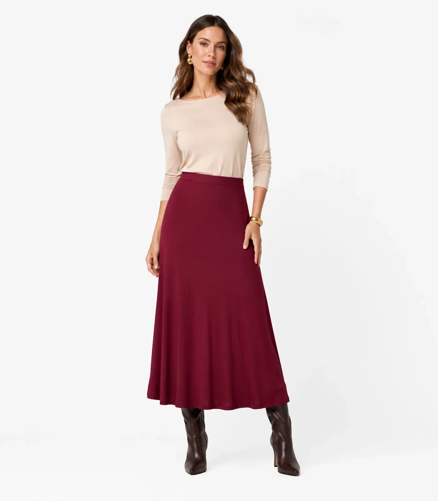 Saia Feminina Midi Evase Dianna Vermelho