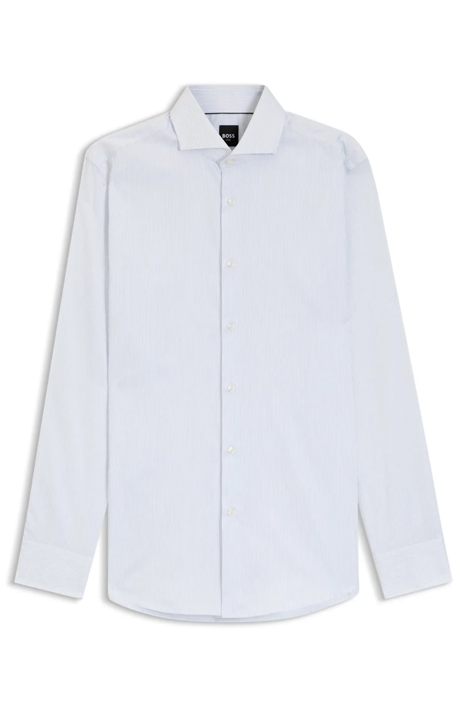 Camisa Slim Fit Em Sarja De Mistura De Algodão — imagem 1