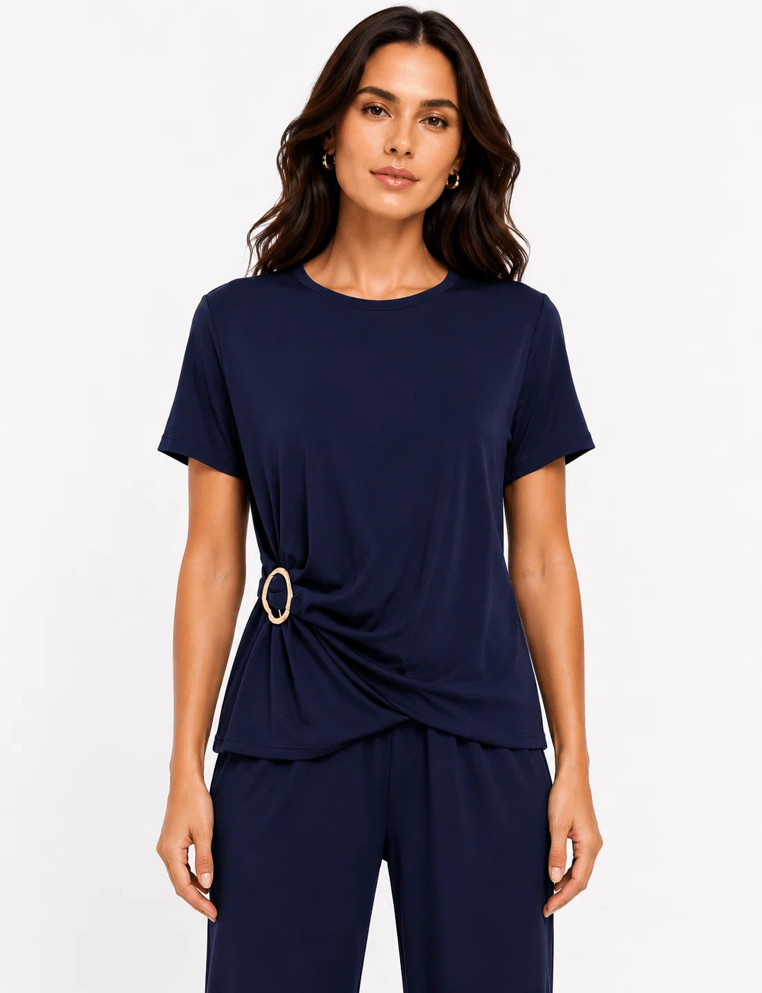 Blusa Ampla Fivela Lateral - Azul Marinho