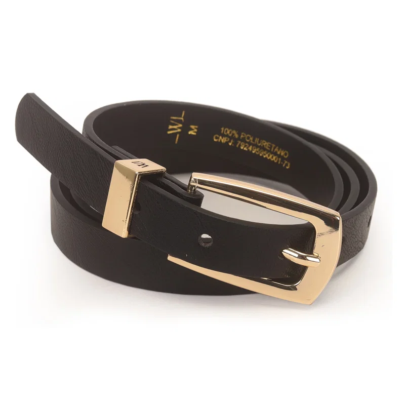 Cinto Feminino Com Fivela Retangular E Passante De Metal 1,8cm