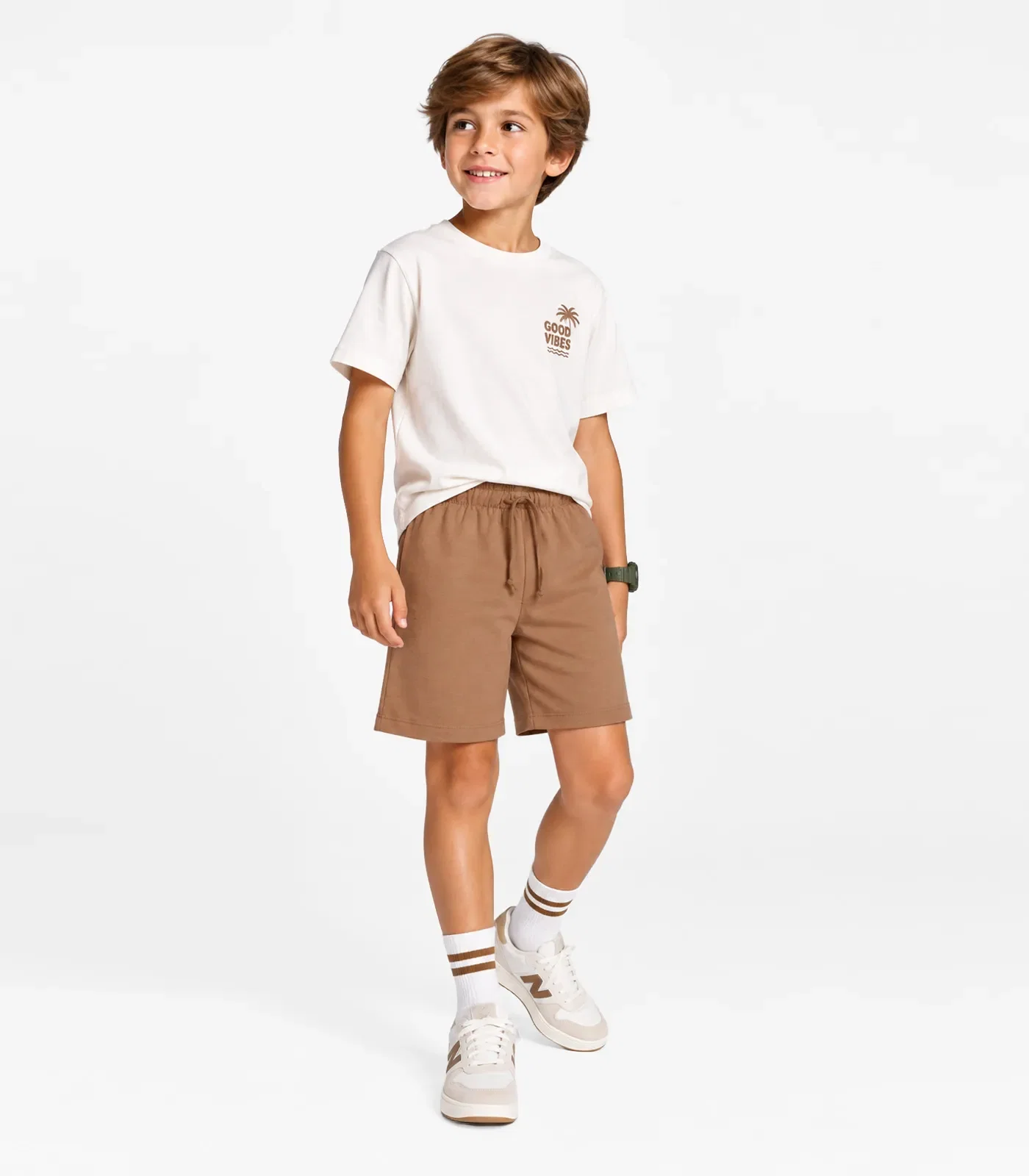 Bermuda Verão Infantil Masculina Select Marrom — imagem 1
