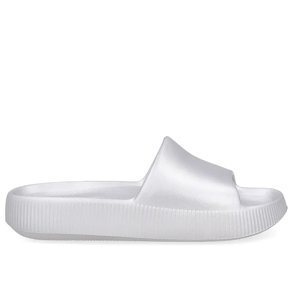 Chinelo Slide Prata Poofy Salto Plataforma Eva — imagem 1