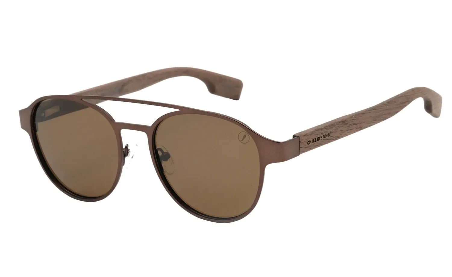Óculos de Sol Masculino New Tech Redondo Casual Marrom — imagem 1