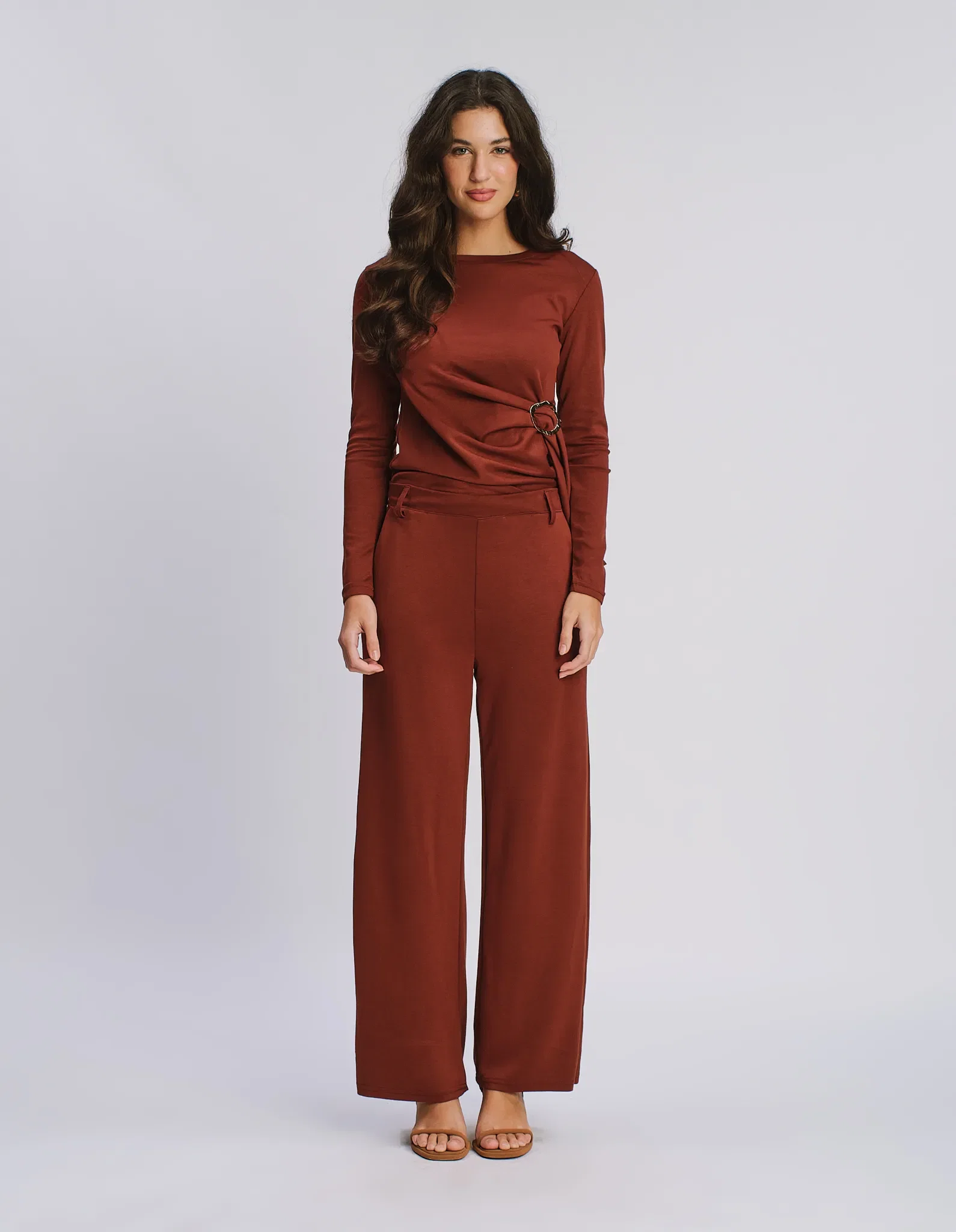 Calça Pantalona Bolsos Laterais - Terracota — imagem 1