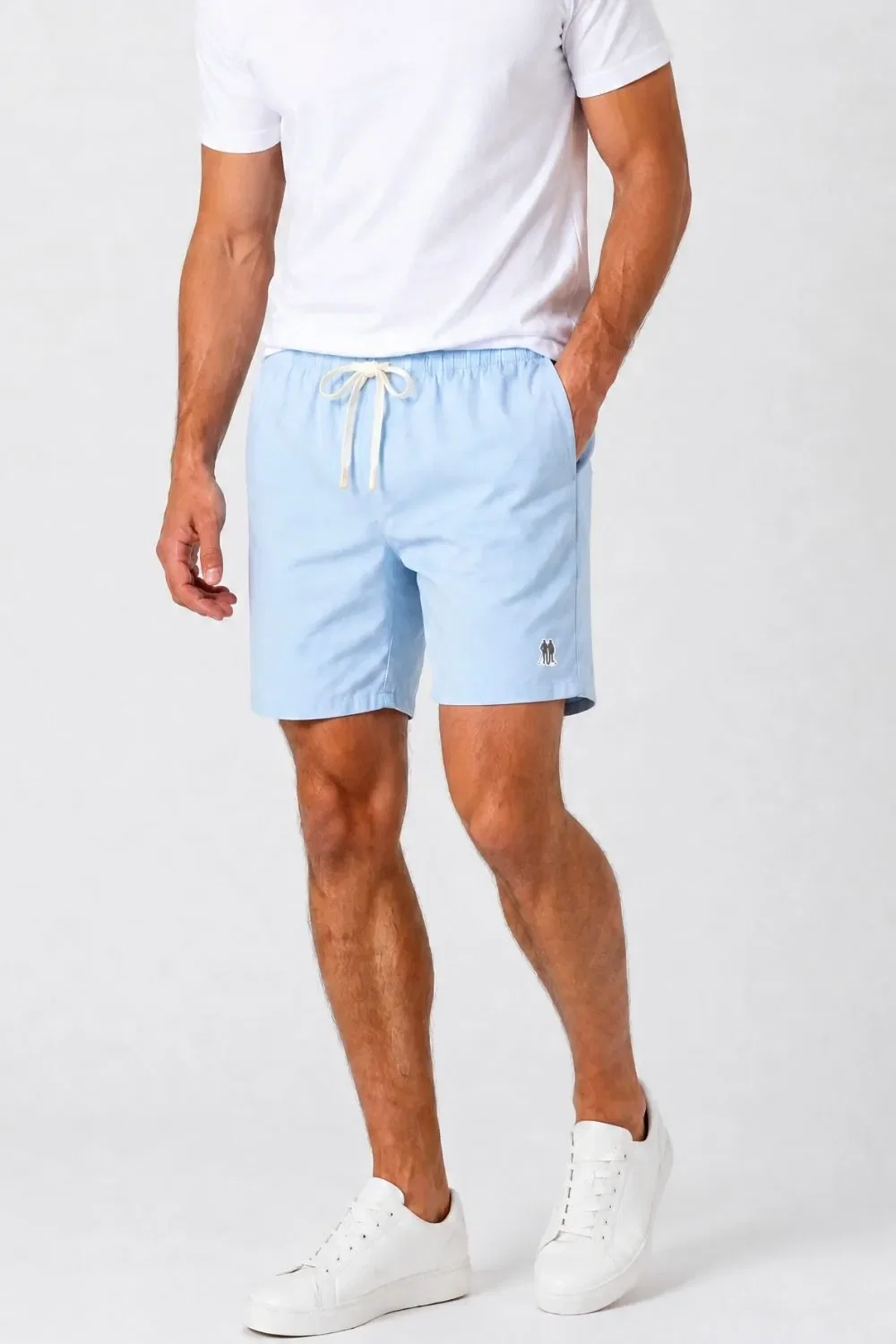 Short Masculino Linho Liso Polo Wear Azul Claro
