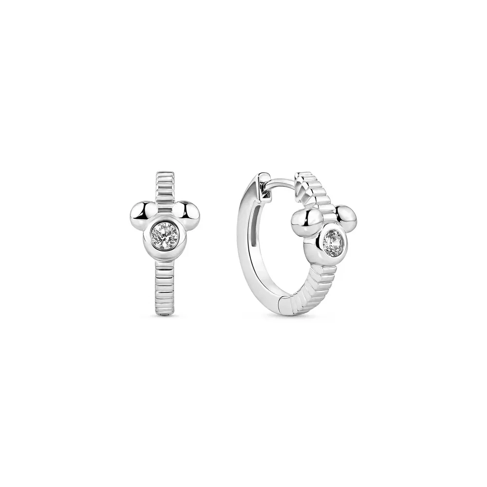 Argola Life Disney Mickey em Prata 925 com Pedra Incolor, 15,6mm