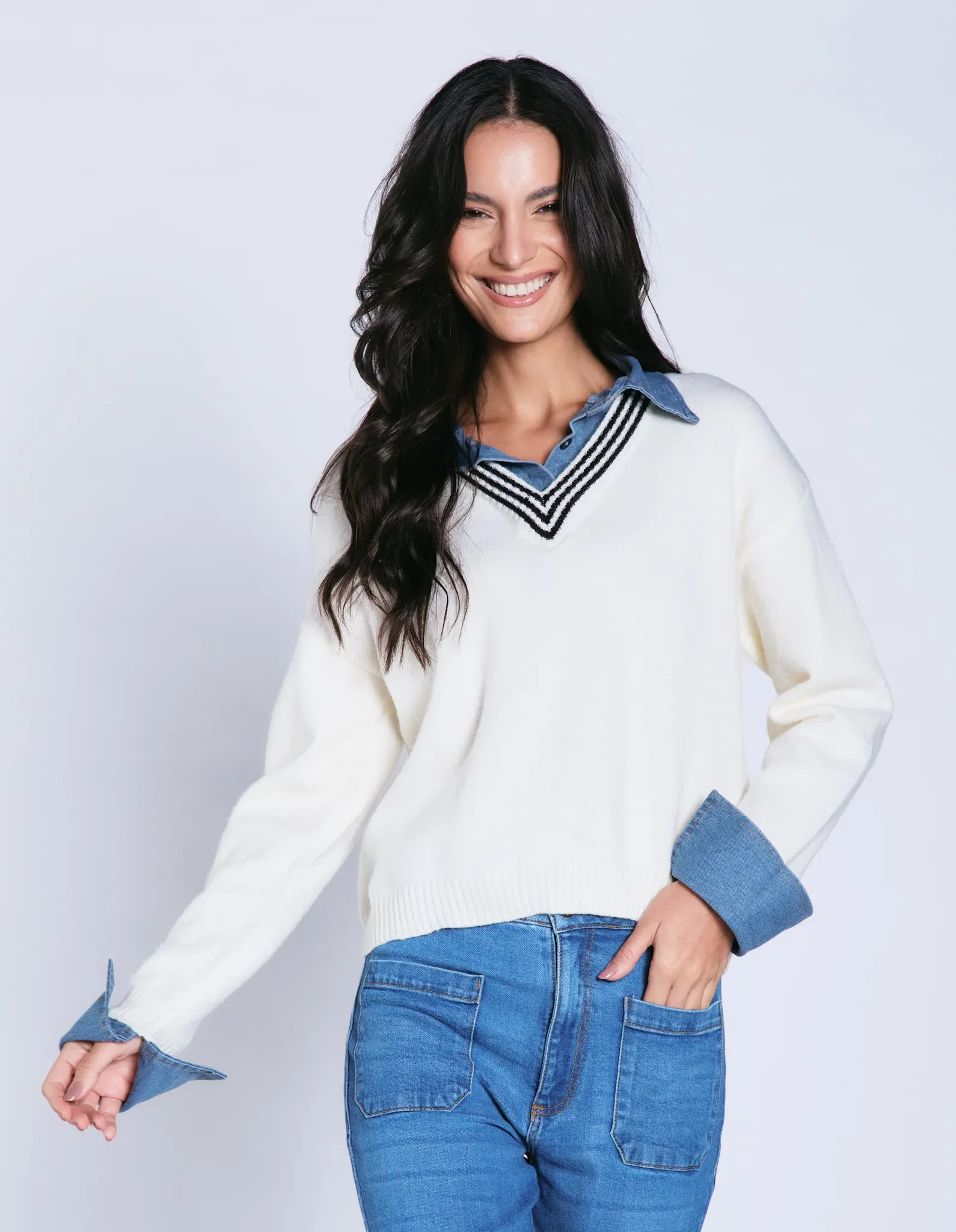 Sueter Sobreposto Com Camisa - Off White