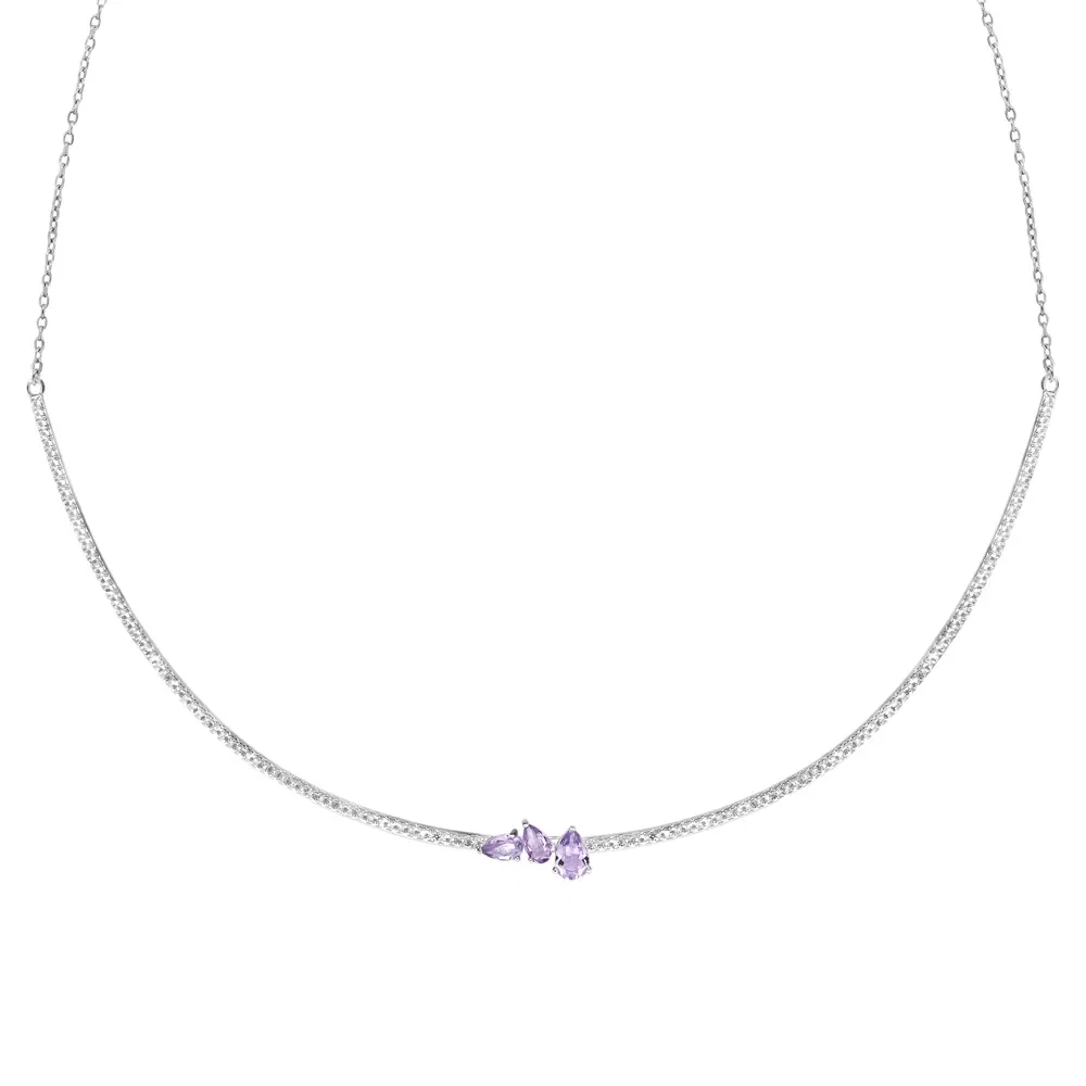 Colar Rígido Life Provence em Prata 925 com Ametista e Topázios Incolores, 45cm