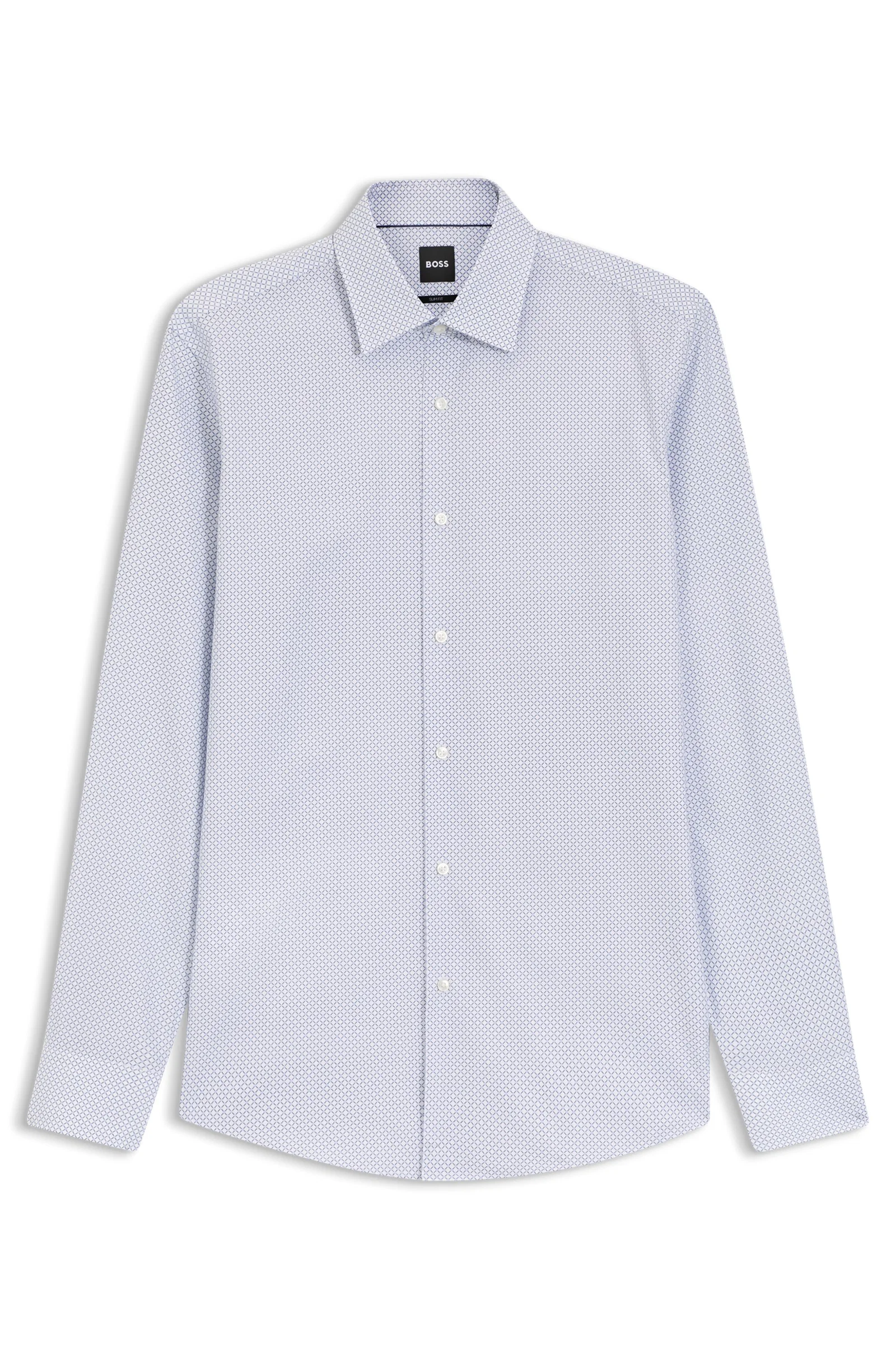Camisa Slim Fit Em Sarja Estampada