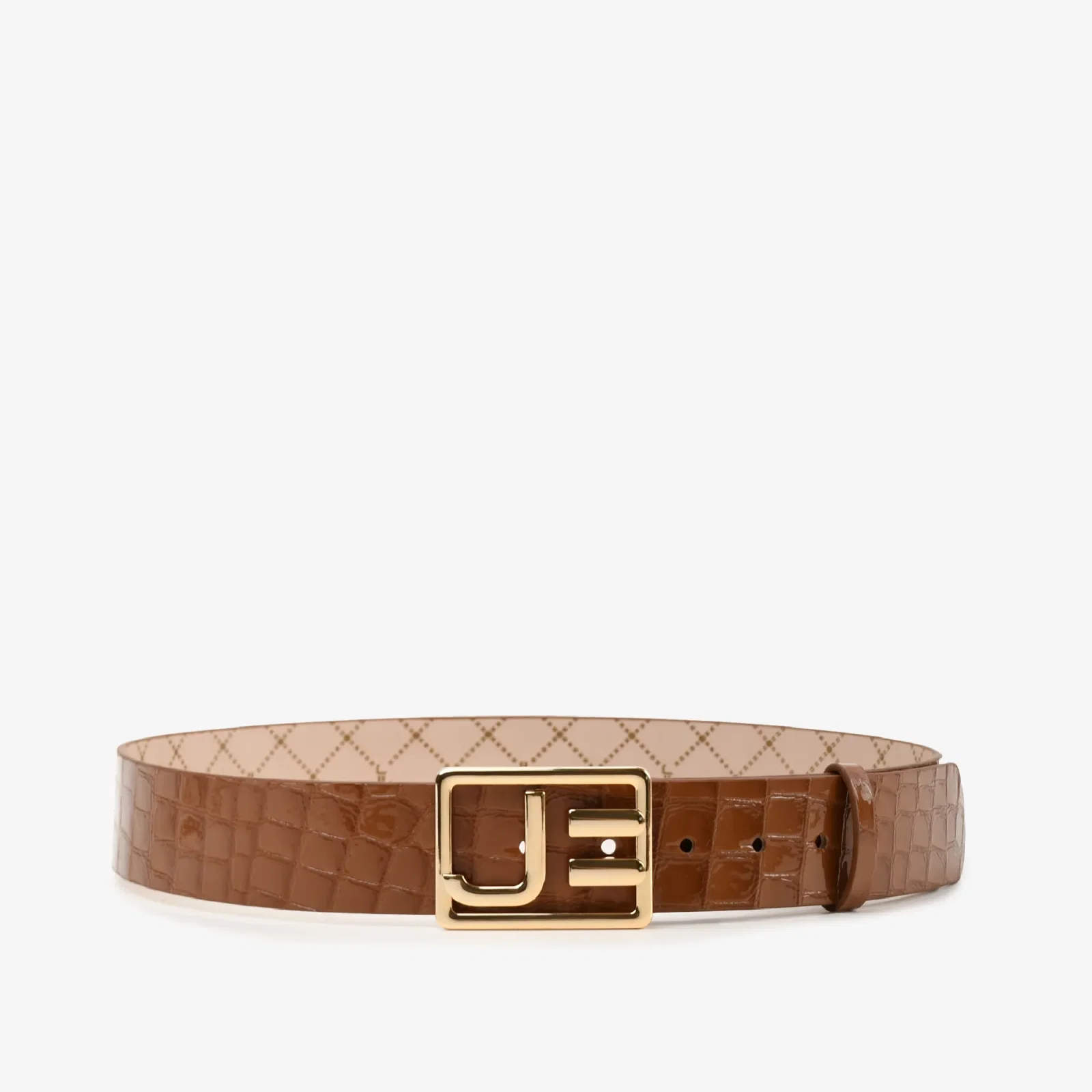 Cinto Caramelo Mascavo Fivela Couro Croco