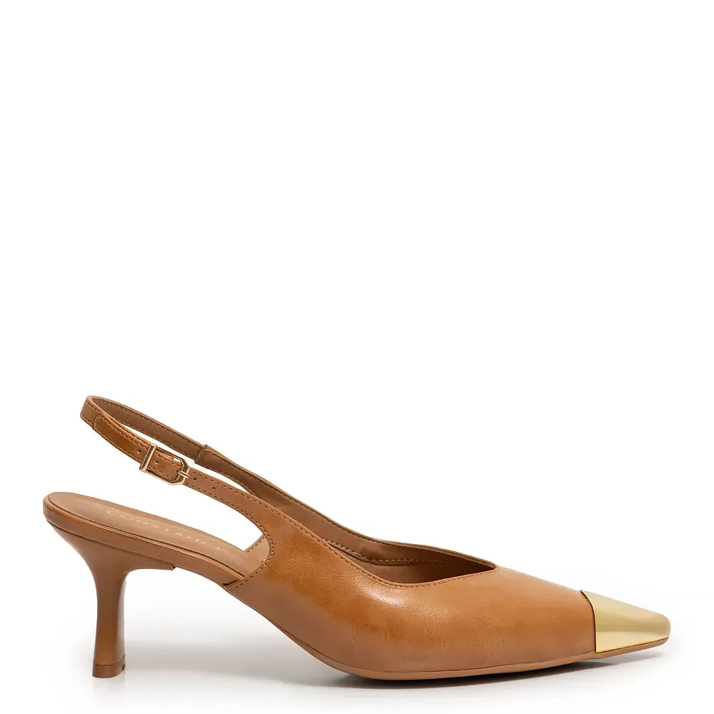 Scarpin Slingback Caramelo Biqueira — imagem 1