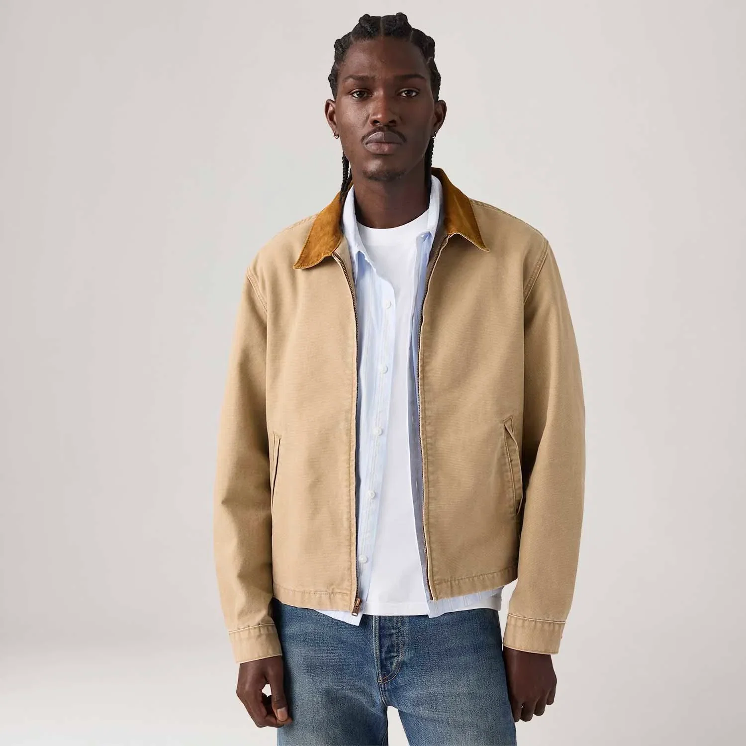 Casaco Jeans Levi's® Castro com Zíper Caqui — imagem 1