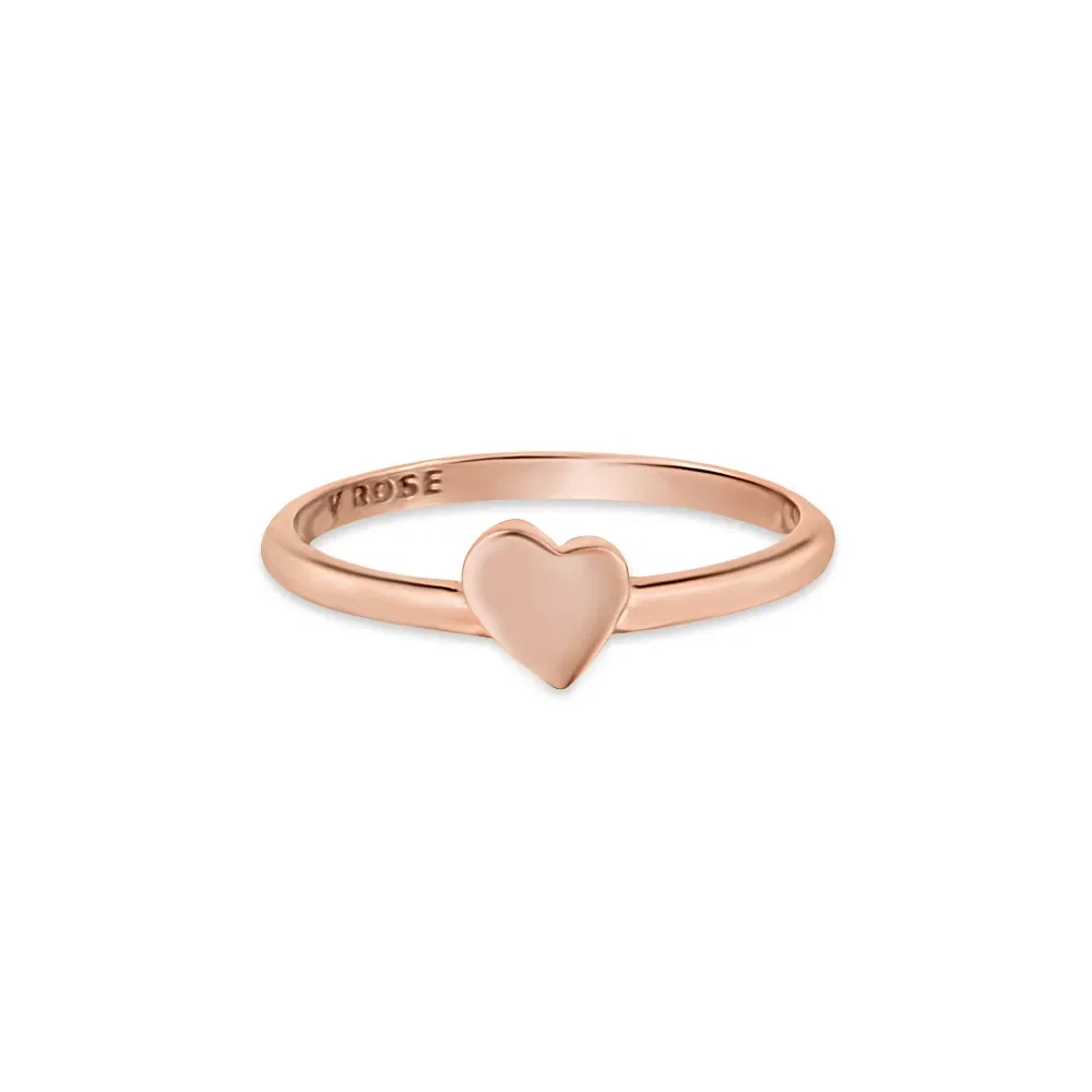 Anel Life Love Coração Mini em Liga Rosé com Banho de Ouro Rosé 18k