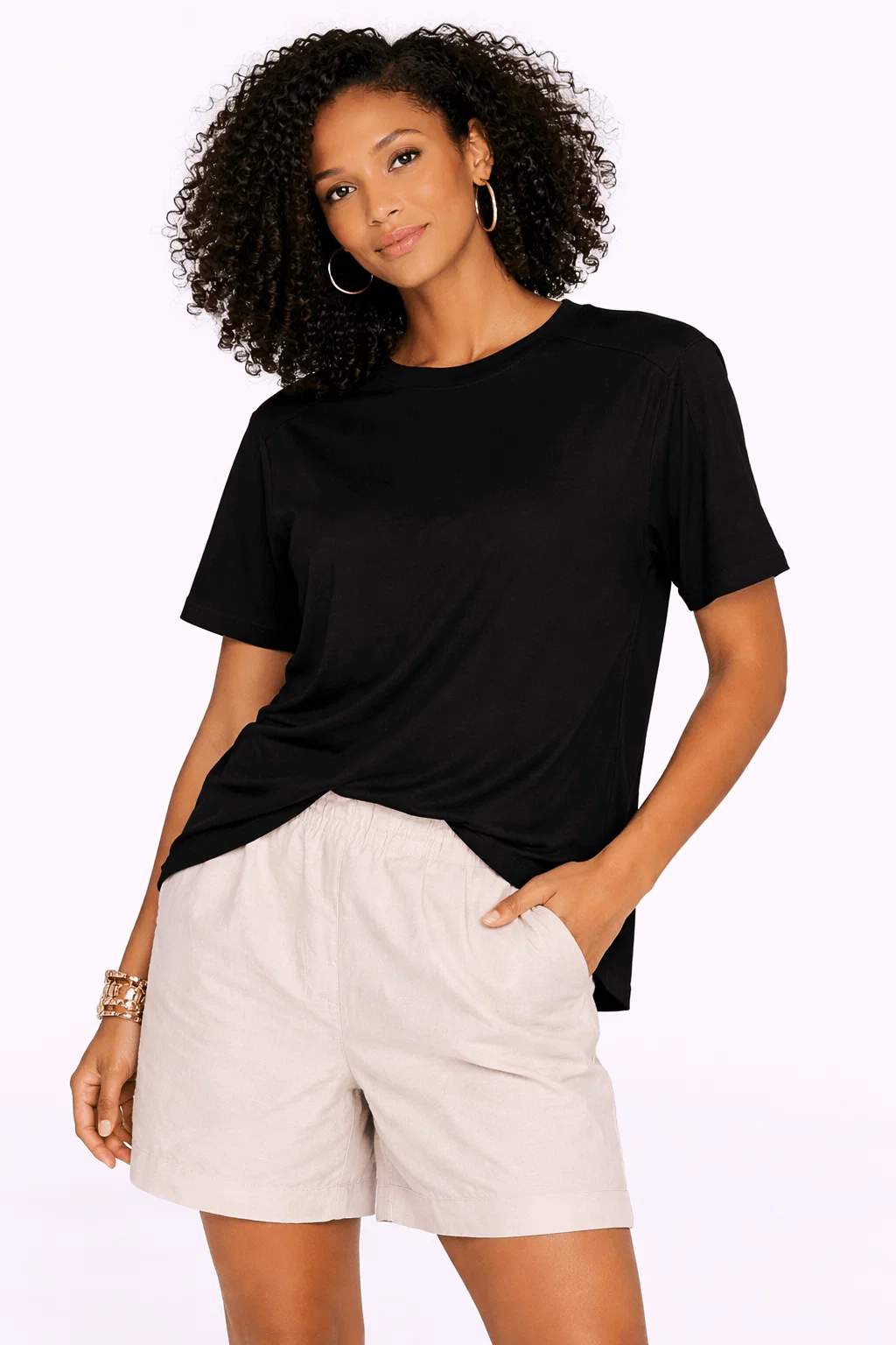 Blusa Malha Canelada Detalhe Recortes - Preto