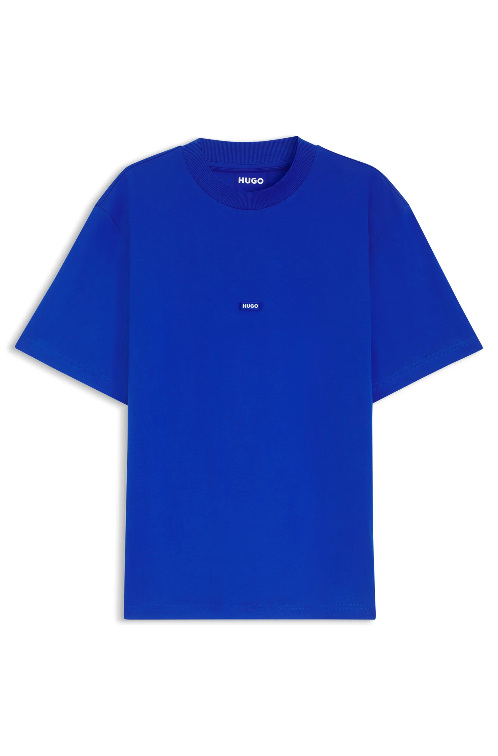 Camiseta De Algodão Com Emblema De Logo Azul
