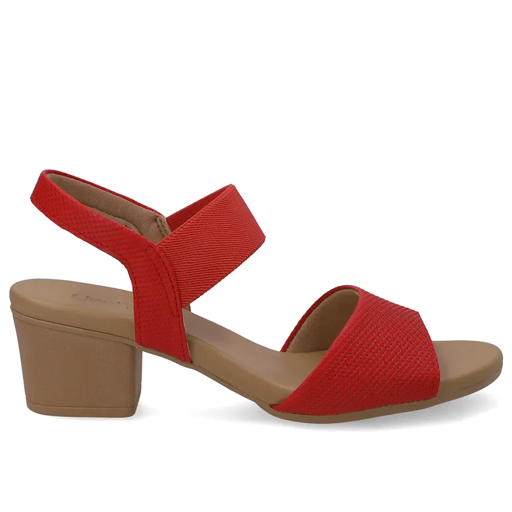 Sandália Salto Bloco Couro Vermelho Elástico — imagem 1