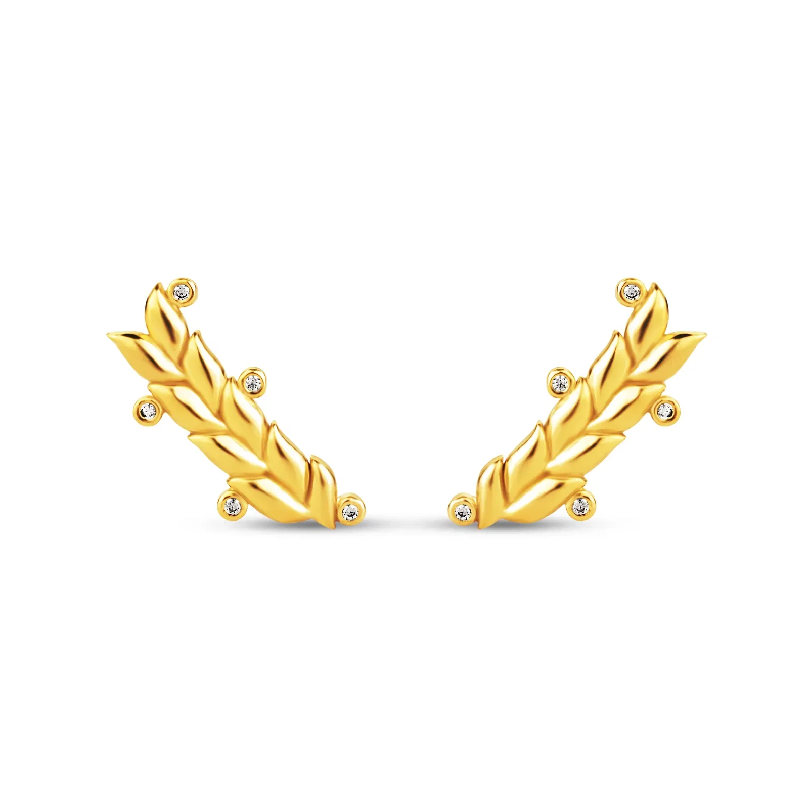 Brinco Life Ear Cuff Folhas em Prata 925 com Banho de Ouro 18k e Pedras Incolores — imagem 1