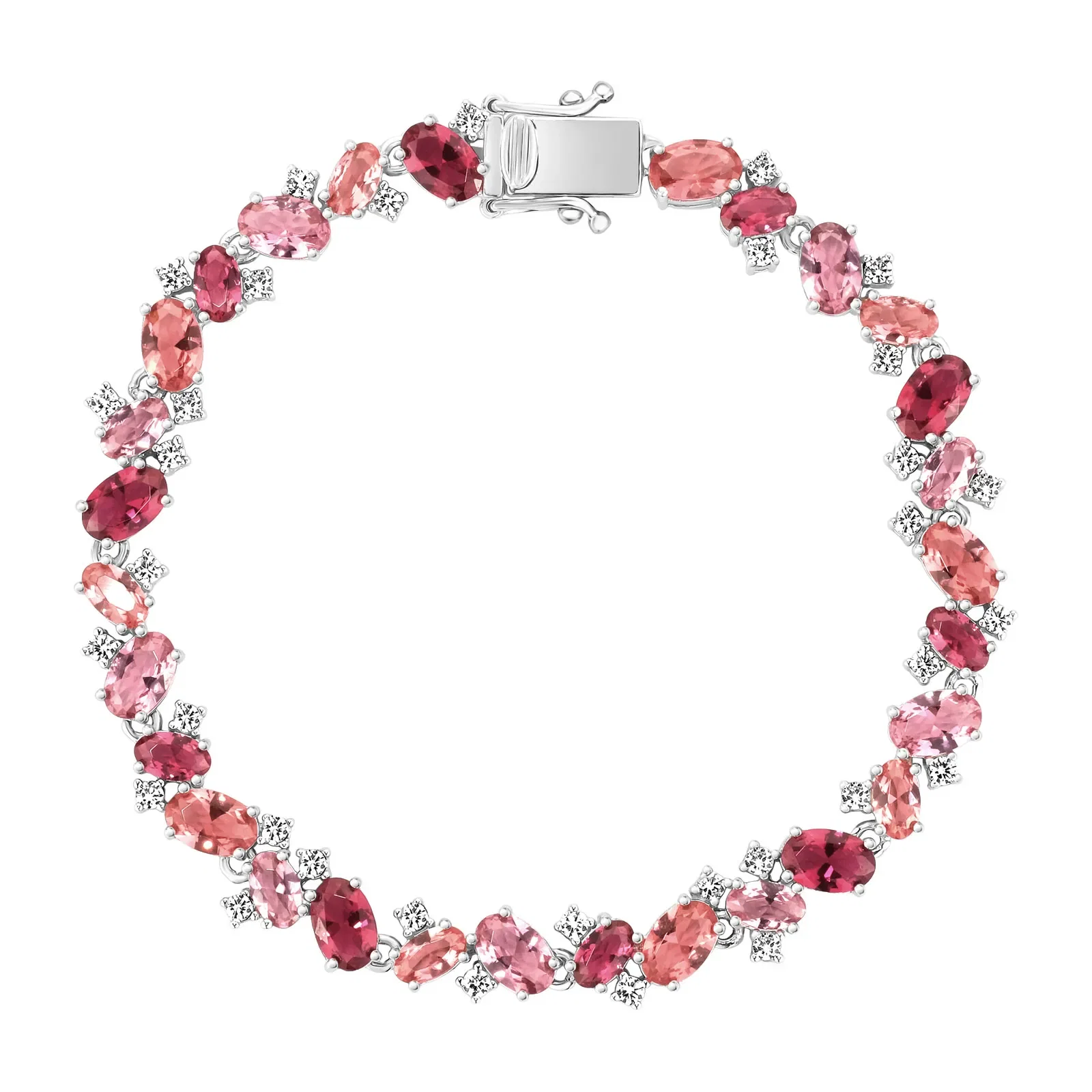 Pulseira Life Blossom em Prata 925 com Pedras Rosas e Incolores — imagem 1