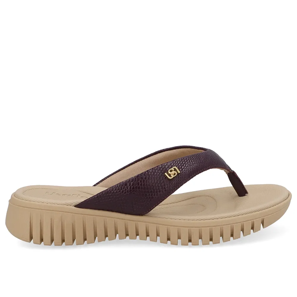 Chinelo Plataforma Couro Roxo