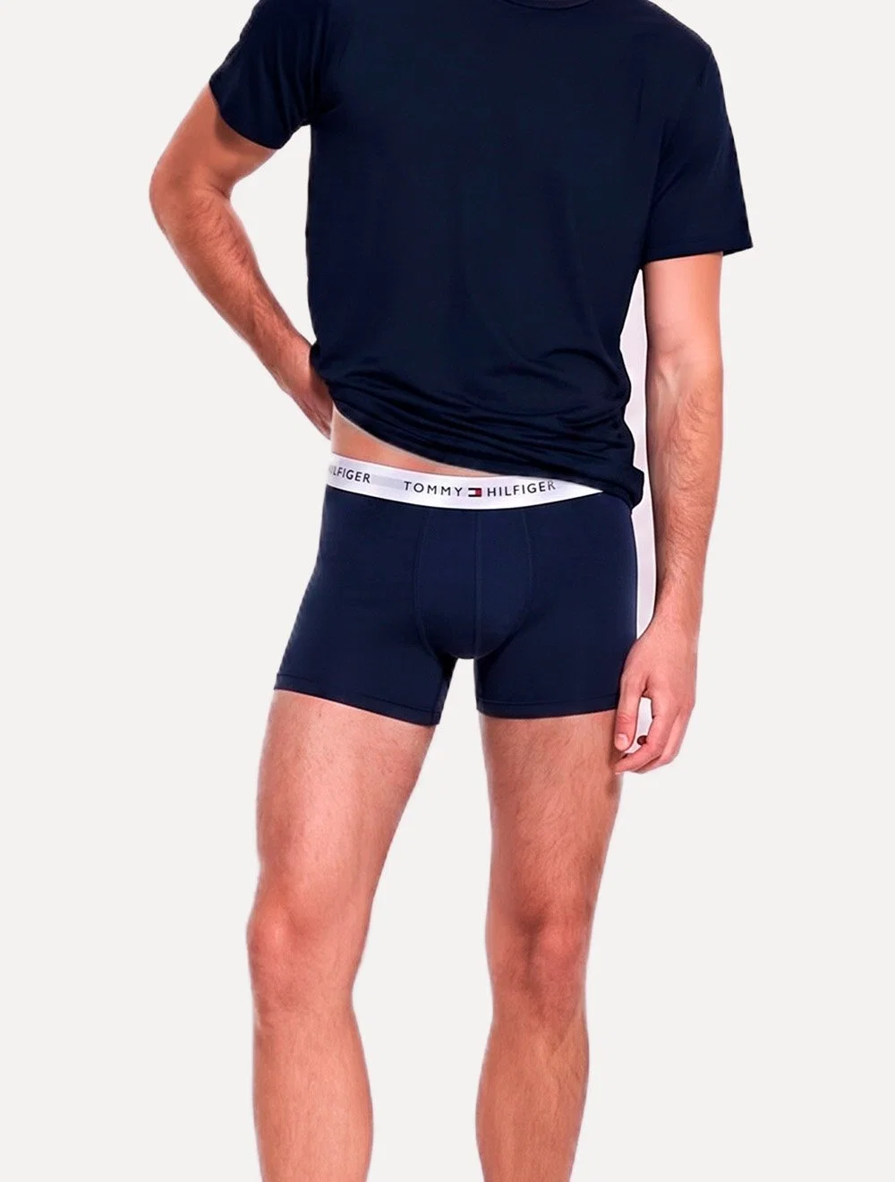 Cueca Tommy Hilfiger Masculina Cotton Stretch Trunk Cinza Mescla Azul Marinho Pack