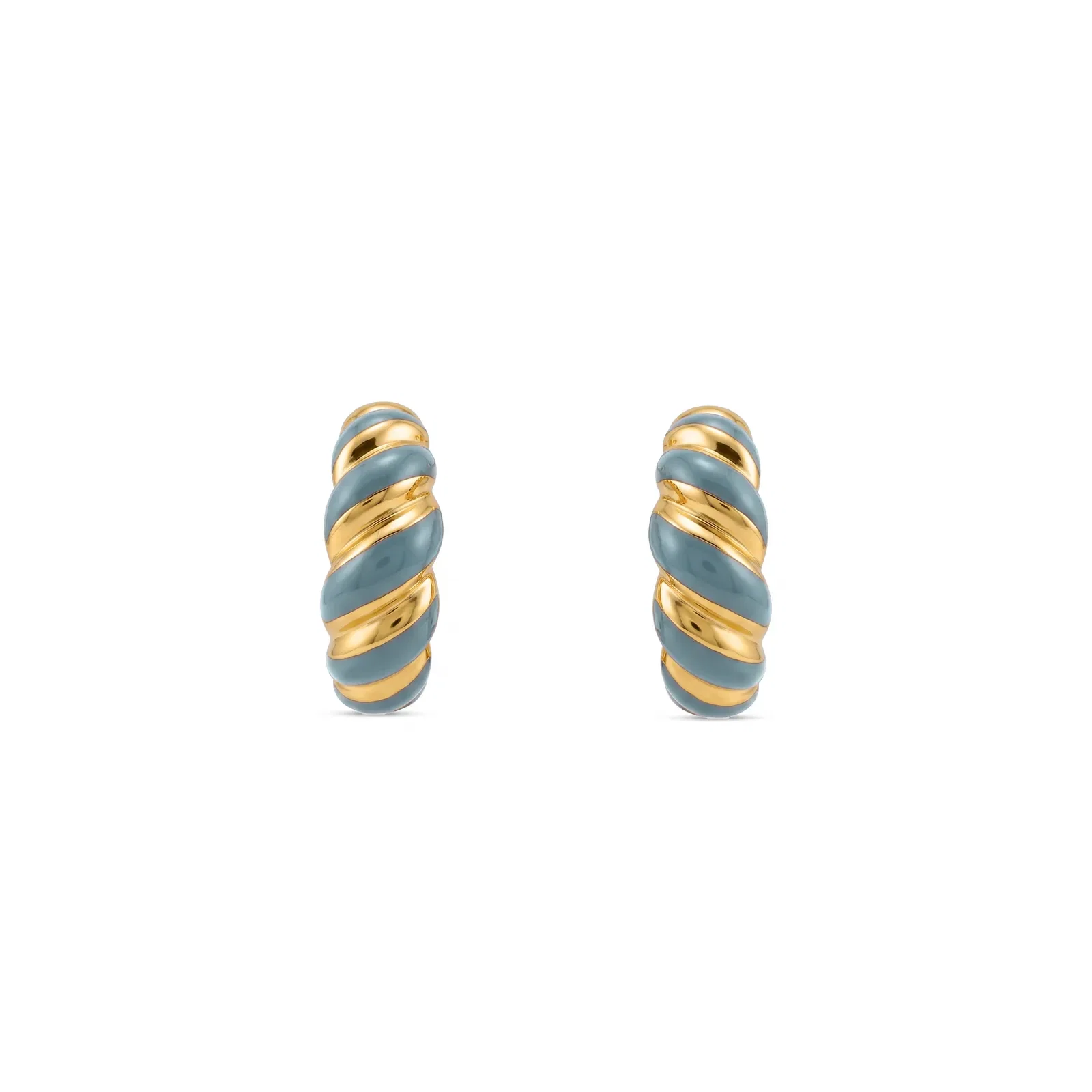 Argola Viena Color em Ouro Amarelo 18k com Esmalte Azul, 14mm — imagem 1
