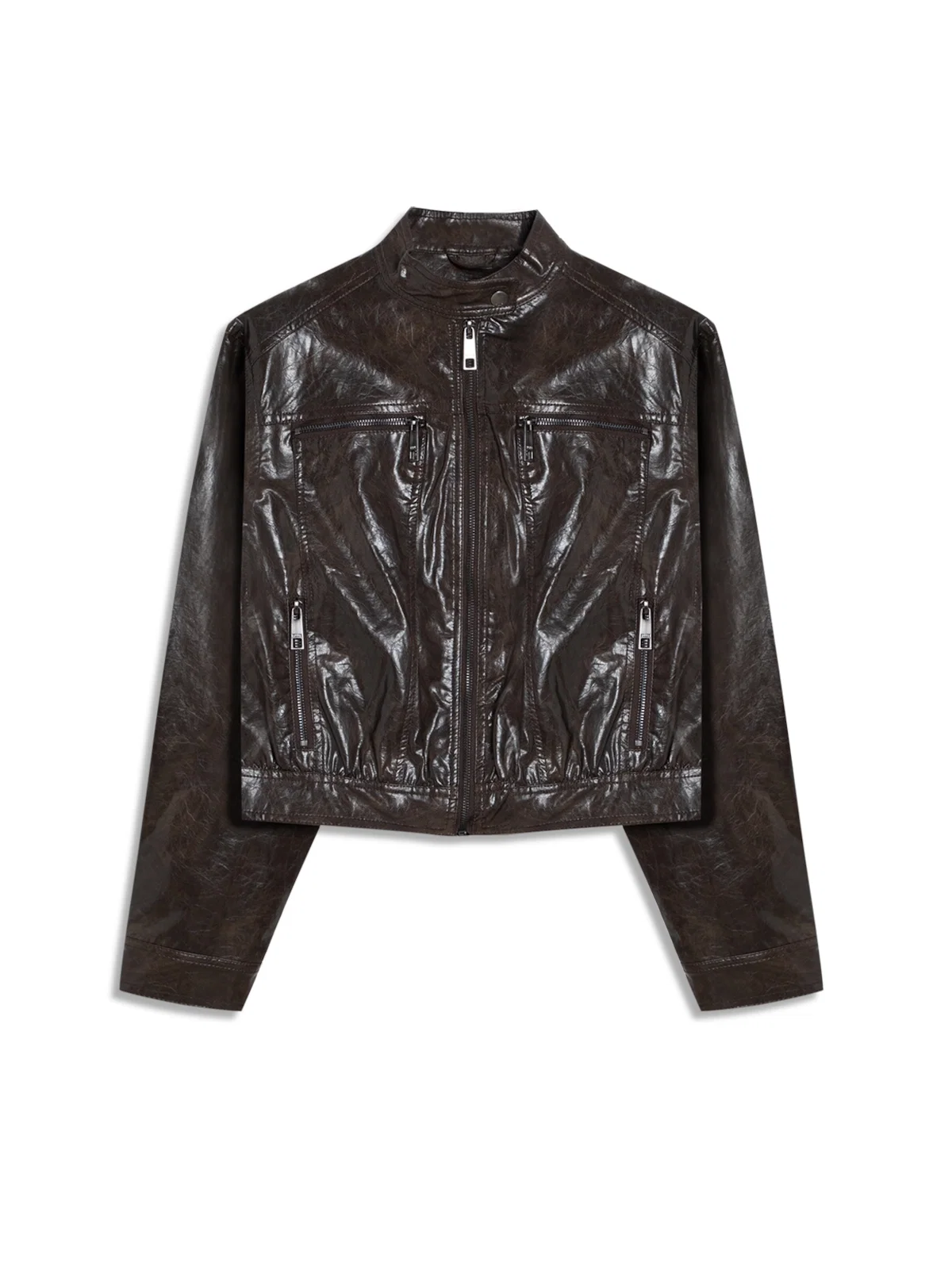 Jaqueta Vegan Leather Biker Dark Brown — imagem 1