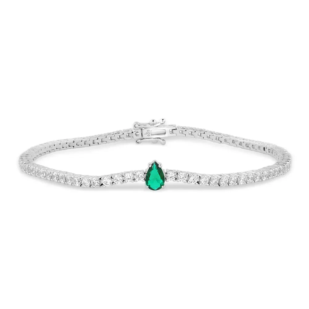Pulseira Life Special II em Prata 925 com Pedras Incolores e Verde — imagem 1