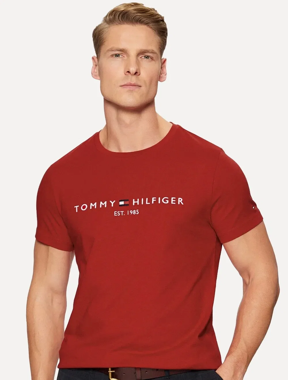 Camiseta Tommy Hilfiger Masculina Core Logo Tee Vermelha — imagem 1